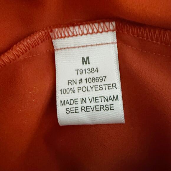 ALICE BLUE x STITCHFIX | Orange Pleated Gold Polka Dots Chiffon Blouse | Medium - Picture 5 of 7